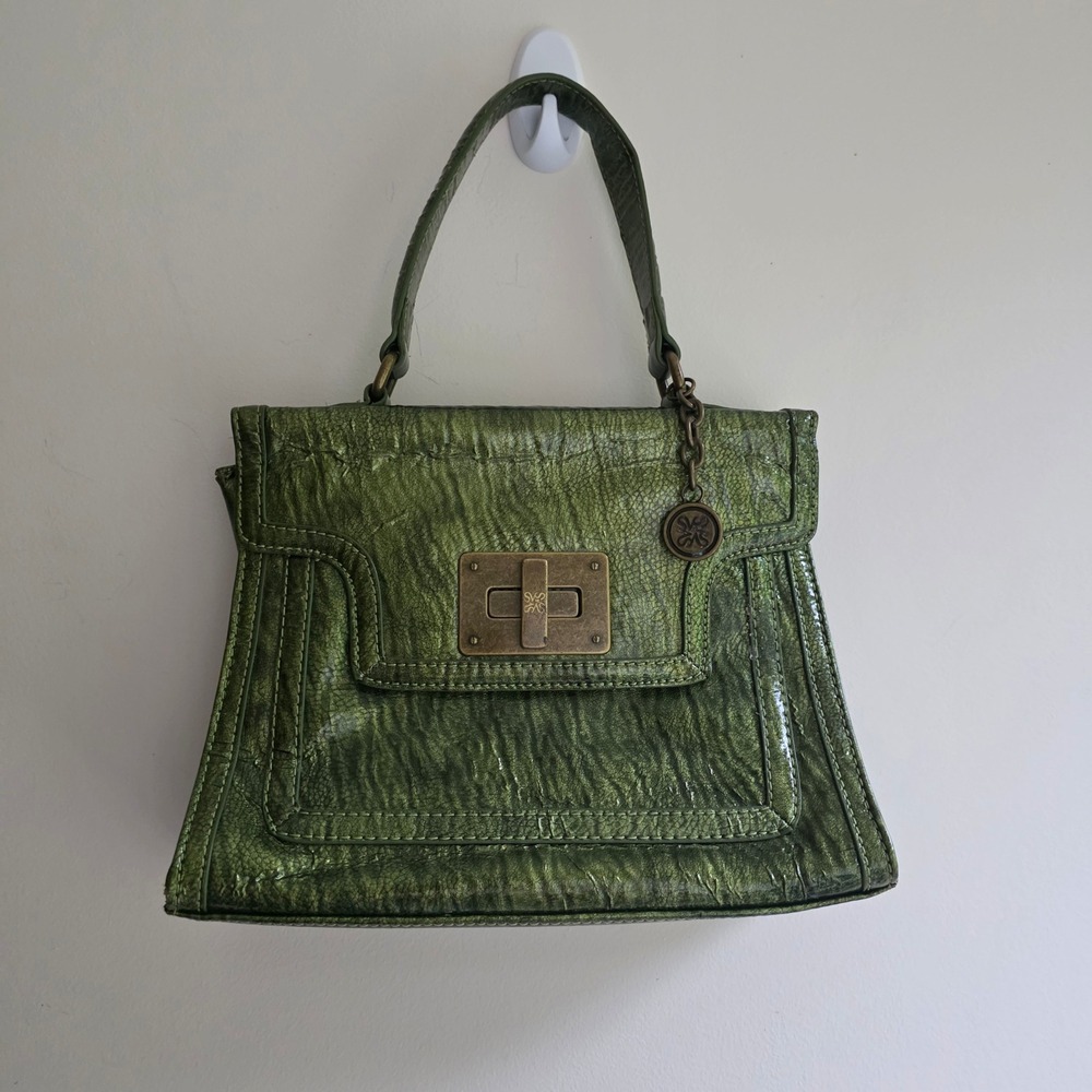 Simply Vera Metallic Green Crinkle Satchel Y2K Brat Twee Bag Handbag Purse